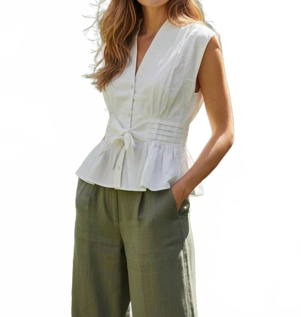 NEW ENTRO women's v-neck button top in cream